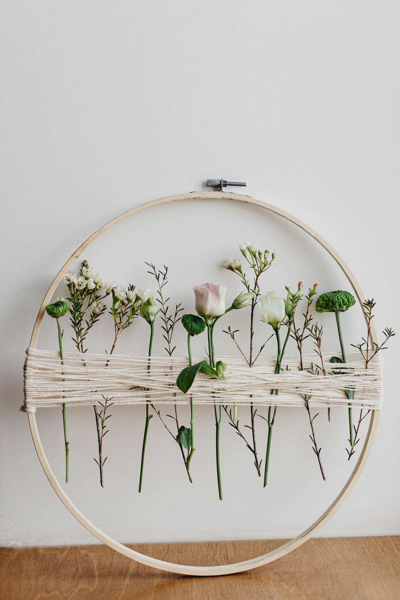 atelier interior with embroidery hoops and natural light