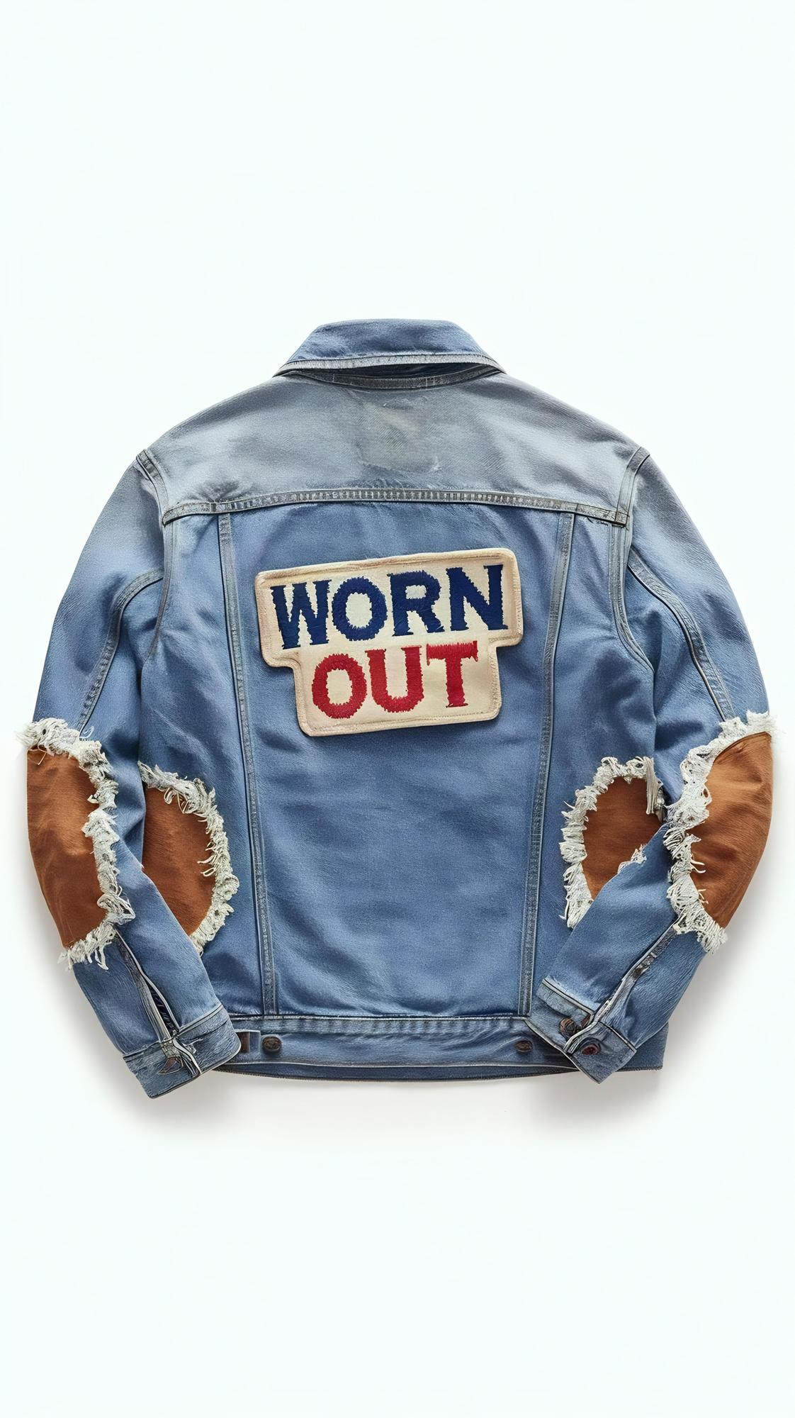 embroidered patch on denim jacket